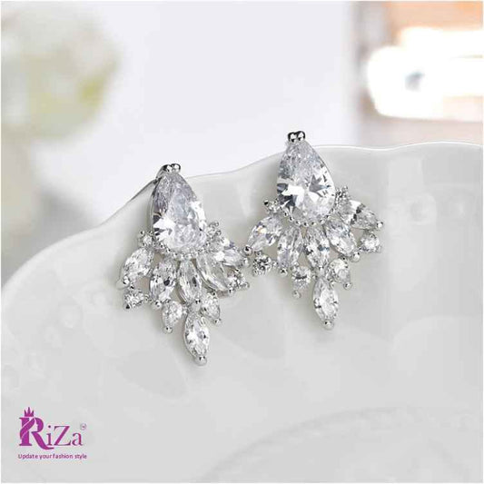Scentorya Silver Plated Studded With Zirconia Diamond Earring