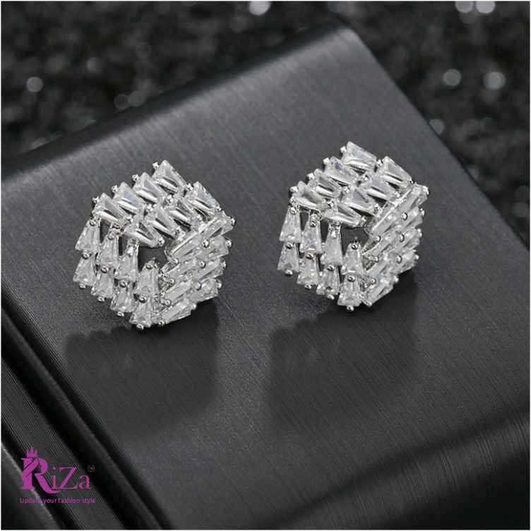Scentorya Silver Plated Studded With Zirconia Diamond Earring