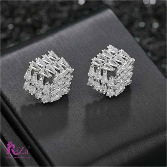 Scentorya Silver Plated Studded With Zirconia Diamond Earring