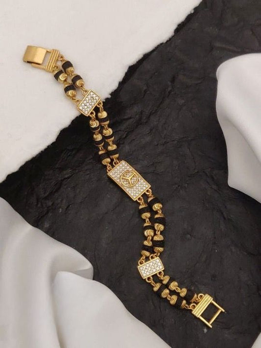 Scentorya  Gold Plated Studded With Zircoina Diamond With Gold Bracelate