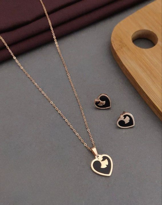 Scentorya  Rose  Plated Studded With Zirconia  Chain with earring  Pendant