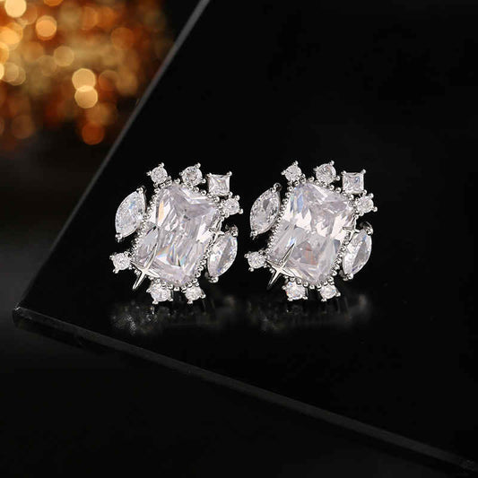 Scentorya Silver Plated Studded With Zirconia Diamond Earring